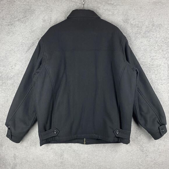 Aberdeen Collection Jacket Mens Large Black Wool Blend Zip Front Insulated Lined - Picture 4 of 16
